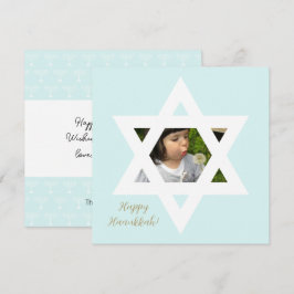 Happy Hanukkah Cute Blue One写真 カード