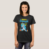 Happy Hanukkah Dabbing Jewish Unicorn Kids Chanuka Tシャツ (正面フル)