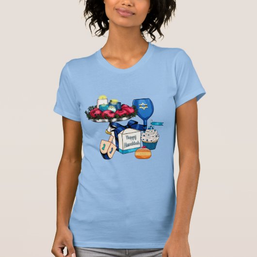 Happy Hanukkah - Dreidel – デビッドの星 Tシャツ (正面)