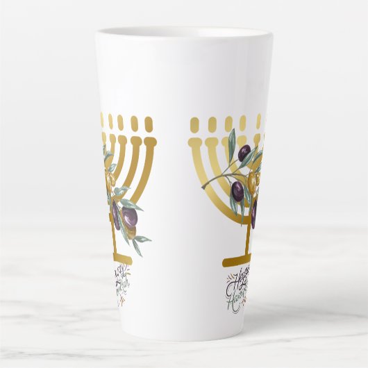 Happy Hanukkah Entertaining カフェラテマグ (正面)