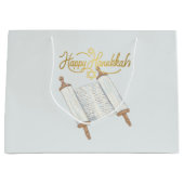 Happy Hanukkah Entertaining ラージペーパーバッグ (正面)