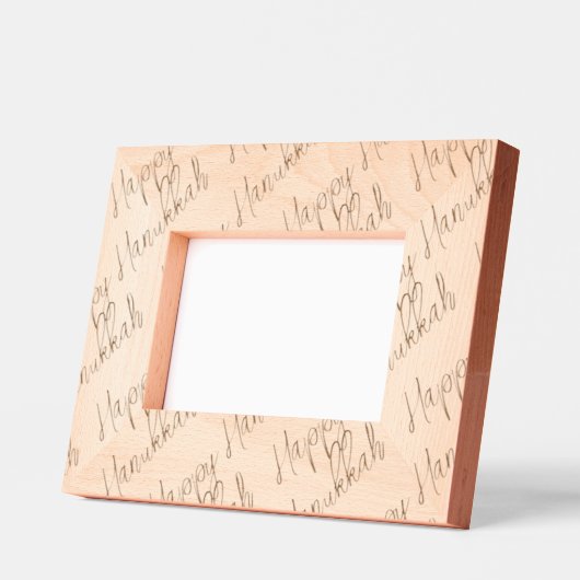 Happy Hanukkah Etched Wood Typography Timeless  レーザー彫刻フレーム (左)