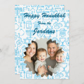 Happy Hanukkah family photo card personalize シーズンカード (正面/裏面)