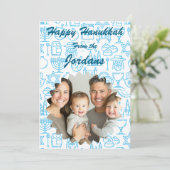 Happy Hanukkah family photo card personalize シーズンカード (スタンド正面)