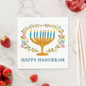 HAPPY HANUKKAH Floral MENORAH Jewish Holiday  スタンダードランチョンナプキン (インサイチュ)