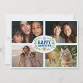 HAPPY HANUKKAH Floral Wreath Menorah Custom Photos シーズンカード (正面)