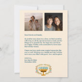 HAPPY HANUKKAH Floral Wreath Menorah Custom Photos シーズンカード (裏面)