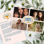 HAPPY HANUKKAH Floral Wreath Menorah Custom Photos シーズンカード<br><div class="desc">Hand drawn florals by me for you. Click "personalize" to edit and add your own text to the back and photos to the front of the card or change the font or colors. Everything is customizable. Be sure to add photos under the artwork to keep the design. For more designs...</div>