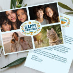 HAPPY HANUKKAH Floral Wreath Menorah Custom Photos シーズンカード<br><div class="desc">Hand drawn florals by me for you. Click "personalize" to edit and add your own text to the back and photos to the front of the card or change the font or colors. Everything is customizable. Be sure to add photos under the artwork to keep the design. For more designs...</div>