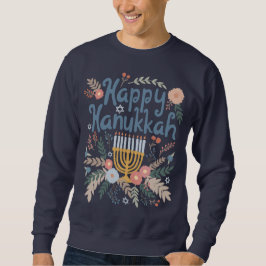 Happy Hanukkah FLorals Hand-drawn Art  スウェットシャツ