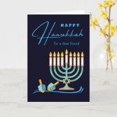 Happy Hanukkah for a 親愛 Friend Add a Name Card カード (黄色い花)