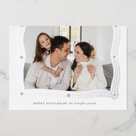 Happy Hanukkah Frame of Light Photo 箔シーズンカード (正面)