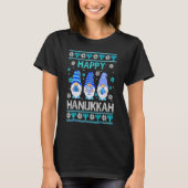 Happy Hanukkah Gnome Gnomies Menorah Pajama Ugly Tシャツ (正面)