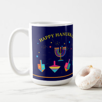 Happy Hanukkah Gold Menorah Jewish Holiday コーヒーマグカップ