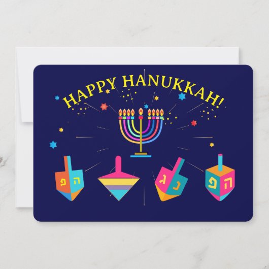 Happy Hanukkah Gold Menorah Jewish Holiday シーズンカード (正面)