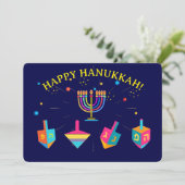 Happy Hanukkah Gold Menorah Jewish Holiday シーズンカード (スタンド正面)