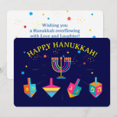 Happy Hanukkah Gold Menorah Jewish Holiday シーズンカード (正面/裏面)