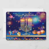 Happy Hanukkah Gold Menorah Jewish Holiday シーズンカード (正面)