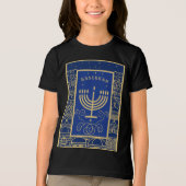 Happy Hanukkah Gold Menorah Jewish Holiday トライブレンドＴシャツ (正面)