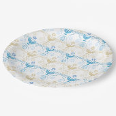 Happy Hanukkah Gold Menorah Vintage Pattern ペーパープレート (アングル)