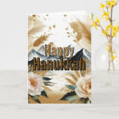Happy Hanukkah Greeting Card - Modern Simple Cute カード (黄色い花)