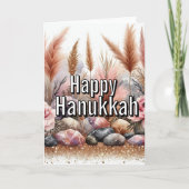 Happy Hanukkah Greeting Card - Modern Simple Pink カード (正面)