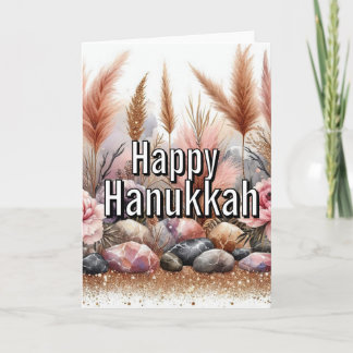 Happy Hanukkah Greeting Card - Modern Simple Pink カード