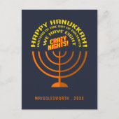 Happy Hanukkah Greetingsの名前を追加 シーズンポストカード (正面)