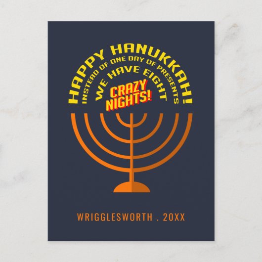 Happy Hanukkah Greetingsの名前を追加 シーズンポストカード (正面)