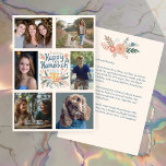 HAPPY HANUKKAH Hand-Drawn CUSTOM 6 PHOTO  シーズンカード<br><div class="desc">Hope you like this hand-drawn holiday design. Click "personalize" to edit and add your own photos and text to the front and back. Also available as digital download to send via email or text message and save on postage. Check my shop for more matching items like greeting cards, postcards, stickers,...</div>