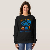 Happy Hanukkah Jewish Chanukah Retro Mascot Kid Me スウェットシャツ (正面フル)
