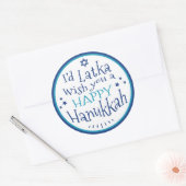 HAPPY Hanukkah Labels Round I'd Latka wish you ラウンドシール (封筒)