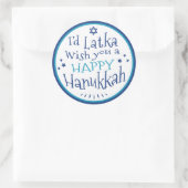 HAPPY Hanukkah Labels Round I'd Latka wish you ラウンドシール (バッグ)