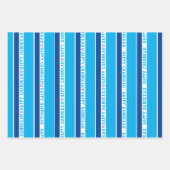 HAPPY HANUKKAH LOVE軽い笑いブルー&ホワイト ラッピングペーパーシート (正面3)