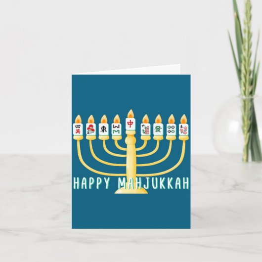 Happy Hanukkah Mahjong Menorah Mahjukkah Chanukkah カード (正面)