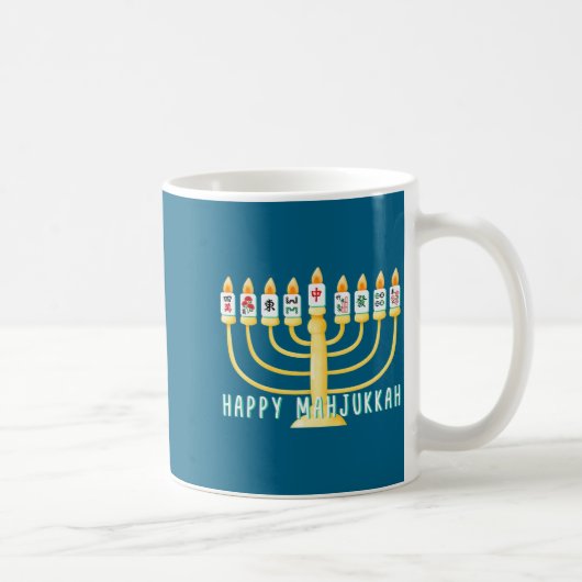 Happy Hanukkah Mahjong Menorah Mahjukkah Chanukkah コーヒーマグカップ (右)
