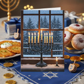 Happy Hanukkah Menorah | Eight Nights of Peace  カード