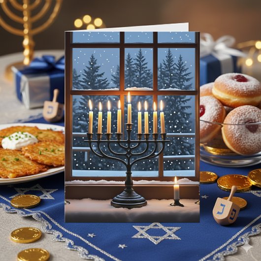 Happy Hanukkah Menorah | Eight Nights of Peace  カード