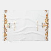 Happy Hanukkah Menorah Food Latkes & Donuts キッチンタオル (横)