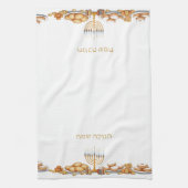 Happy Hanukkah Menorah Food Latkes & Donuts キッチンタオル (縦)