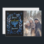 Happy Hanukkah Menorah Hand Drawn CUSTOM PHOTO  シーズンカード<br><div class="desc">Sweet wreath drawing to wish someone happy holidays! Add your own photo! Click "personalize" to add your own photo. You can also add text to the front or back side. Check my shop for more options. Also available as digital download to send instantly via email or text message and postcards...</div>