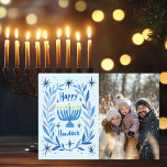 Happy Hanukkah Menorah Hand Drawn CUSTOM PHOTO  シーズンカード<br><div class="desc">Sweet wreath drawing to wish someone happy holidays! Add your own photo! Click "personalize" to add your own photo. You can also add text to the front or back side. Check my shop for more options. Also available as digital download to send instantly via email or text message and postcards...</div>