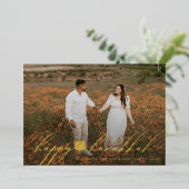 Happy Hanukkah Menorah Hanukkiah Photo 箔シーズンカード (立ち正面)