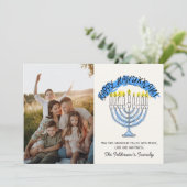 Happy Hanukkah Menorah Photo シーズンカード (スタンド正面)