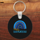 Happy Hanukkah Menorah Rainbow Jewish Gift Women K キーホルダー (正面)
