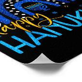 Happy Hanukkah Menorah Rainbow Jewish Gift Women K ポスター (角)