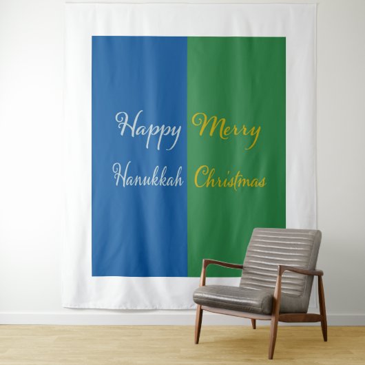 Happy Hanukkah Merry Christmas Dual Holiday タペストリー (インサイチュ)