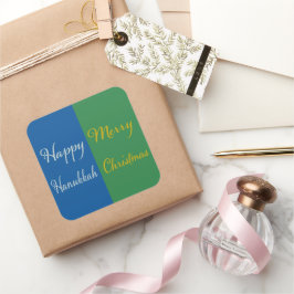 Happy Hanukkah Merry Christmas Dual Holiday Design スクエアシール