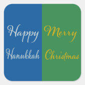 Happy Hanukkah Merry Christmas Dual Holiday Design スクエアシール (正面)