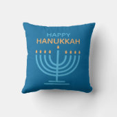 Happy Hanukkah Minimalist Blue Family Photo クッション (裏面)